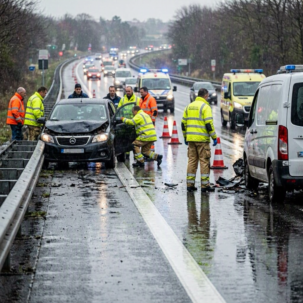 Zwei schwere Unfälle bei Regen auf der A8 in Neuhausen