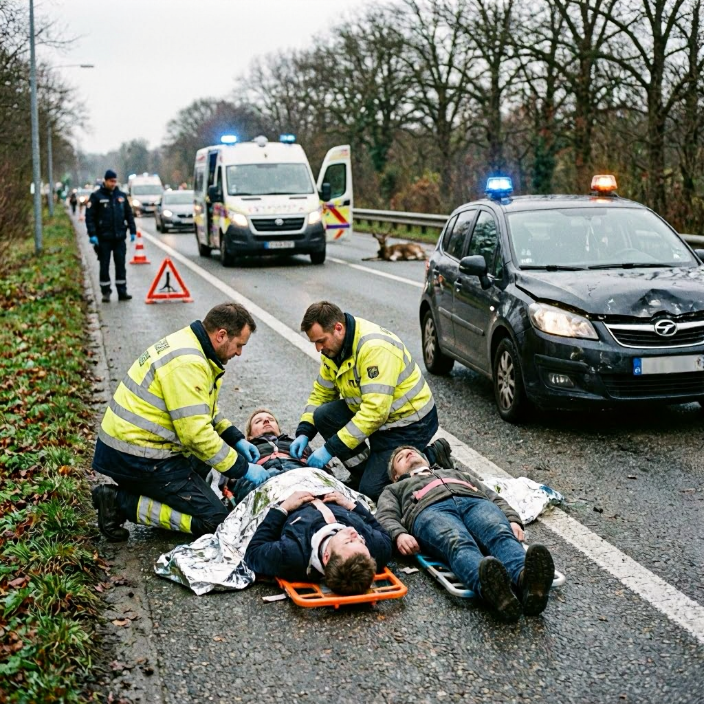Zwei Schwerverletzte bei Wildunfall auf Pendlerstrecke in Ludwigslust-Parchim