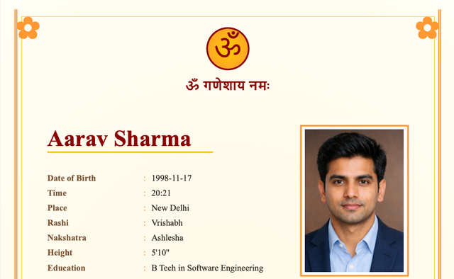 Saffron Heritage. marriage biodata template