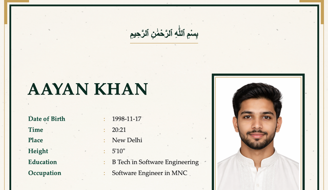 Muslim Theme marriage biodata template
