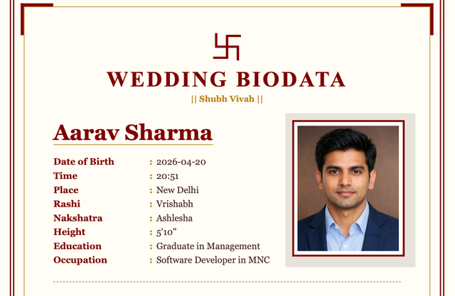 Vedic Heritage marriage biodata template