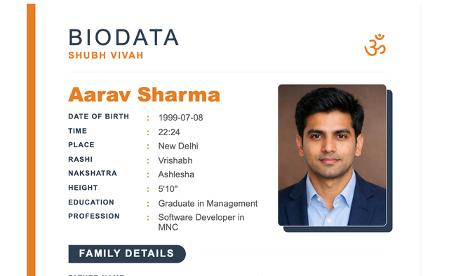 Saffron Slate marriage biodata template