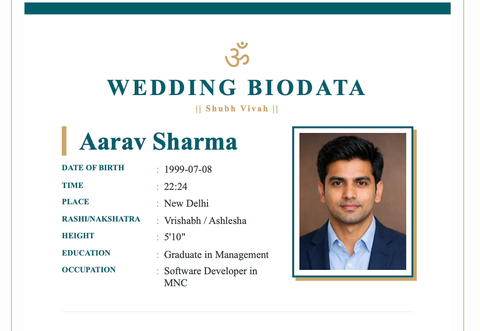 Azure & Sandstone marriage biodata format sample