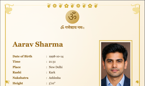 Aesthetic Floral Light theme marriage biodata format sample