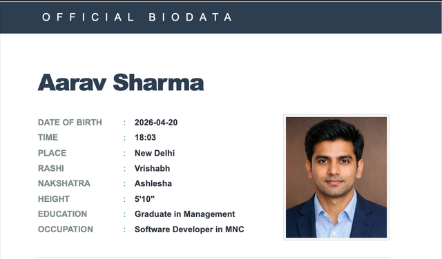 Modern Biodata marriage biodata template