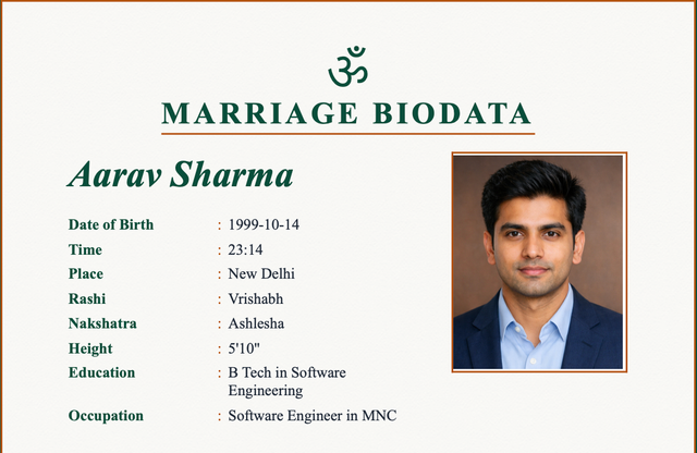 Emerald Green marriage biodata template
