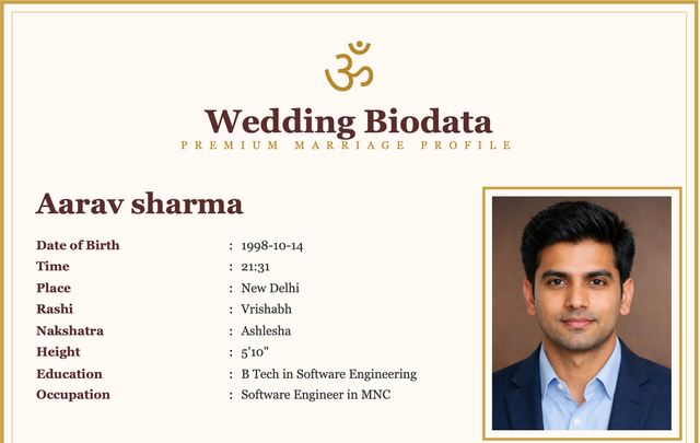 Ivory Royal Classic marriage biodata template