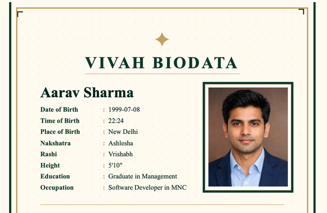 Emerald Excellence marriage biodata template