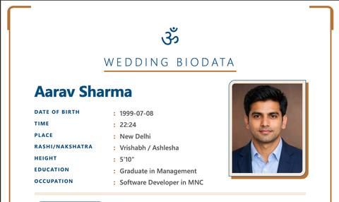 Azure Sky & Copper marriage biodata format sample