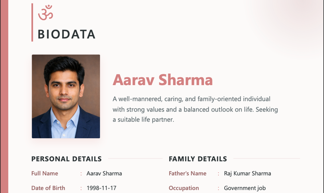 Lotus Minimalist marriage biodata template