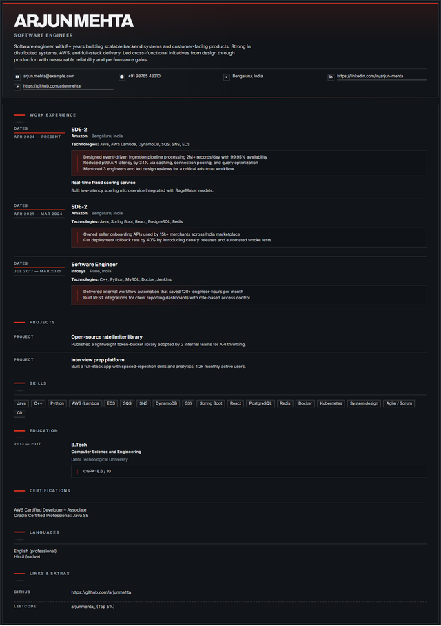 Crimson Helvetia resume template