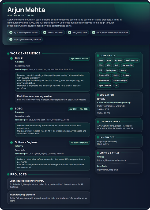 Emerald Harbor resume template