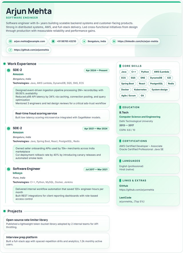 Emerald Ledger resume template