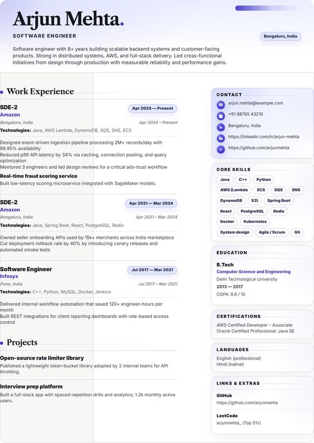 Indigo Ledger resume template