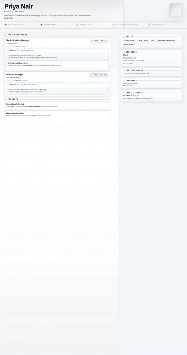 Slate Rail resume template
