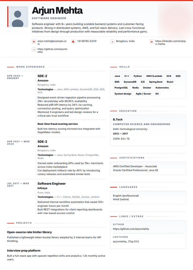 Vermilion Grid resume template